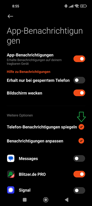 Benachrichtigungen auf der Smartwatch